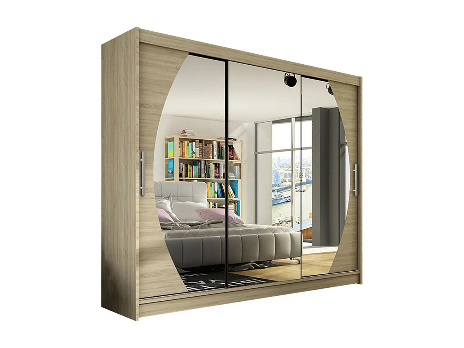 Armoire Closico 130, Sonoma chêne, 215x250x58cm, Portes d'armoire: Coulissantes