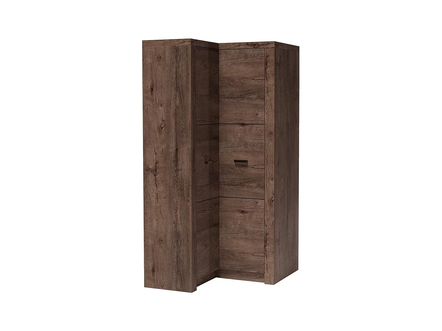 Armoire d'angle Serfeno 111, Chêne sombre, 192x106x90cm, Nombre d'étagères: 5