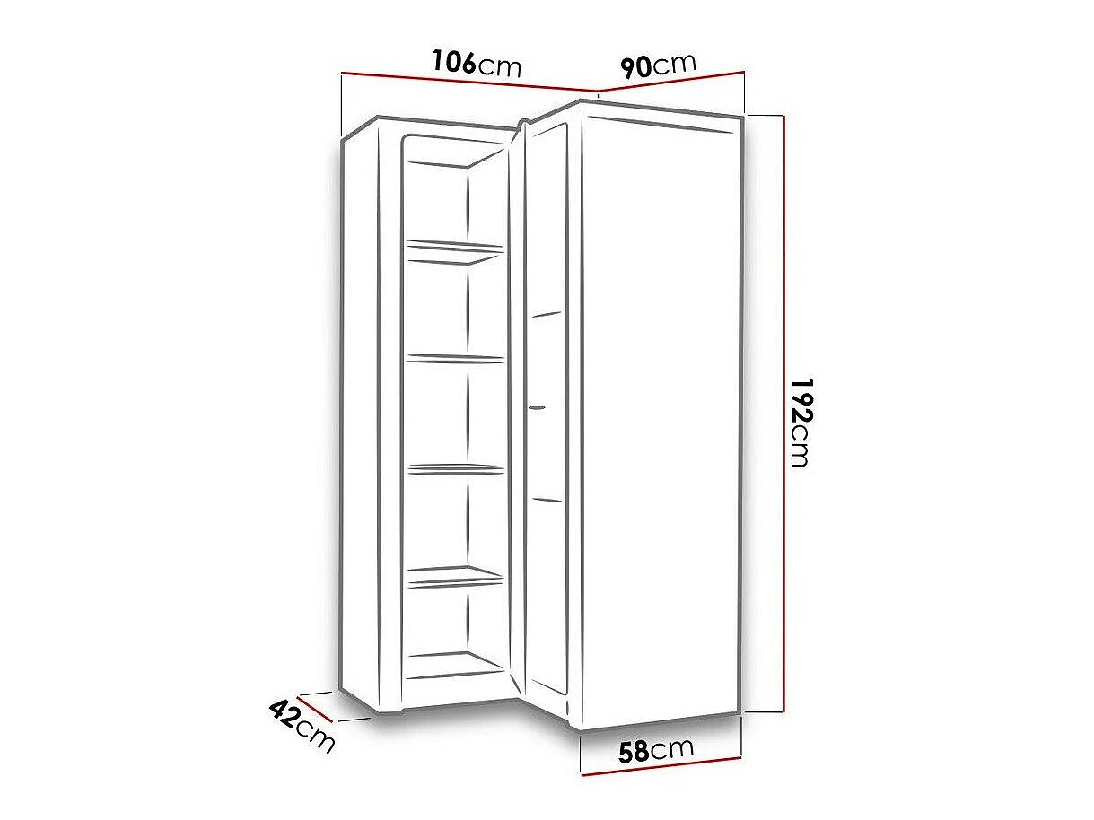 Armoire d'angle Serfeno 111, Nombre d'étagères: 5, 19x11x9cm