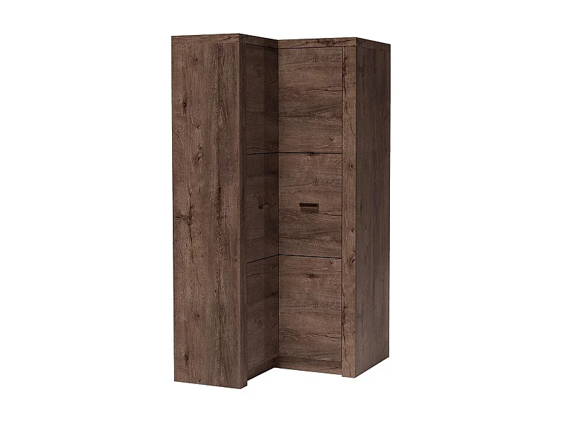 Armoire d'angle Serfeno 111, Chêne sombre, 192x106x90cm, Nombre d'étagères: 5