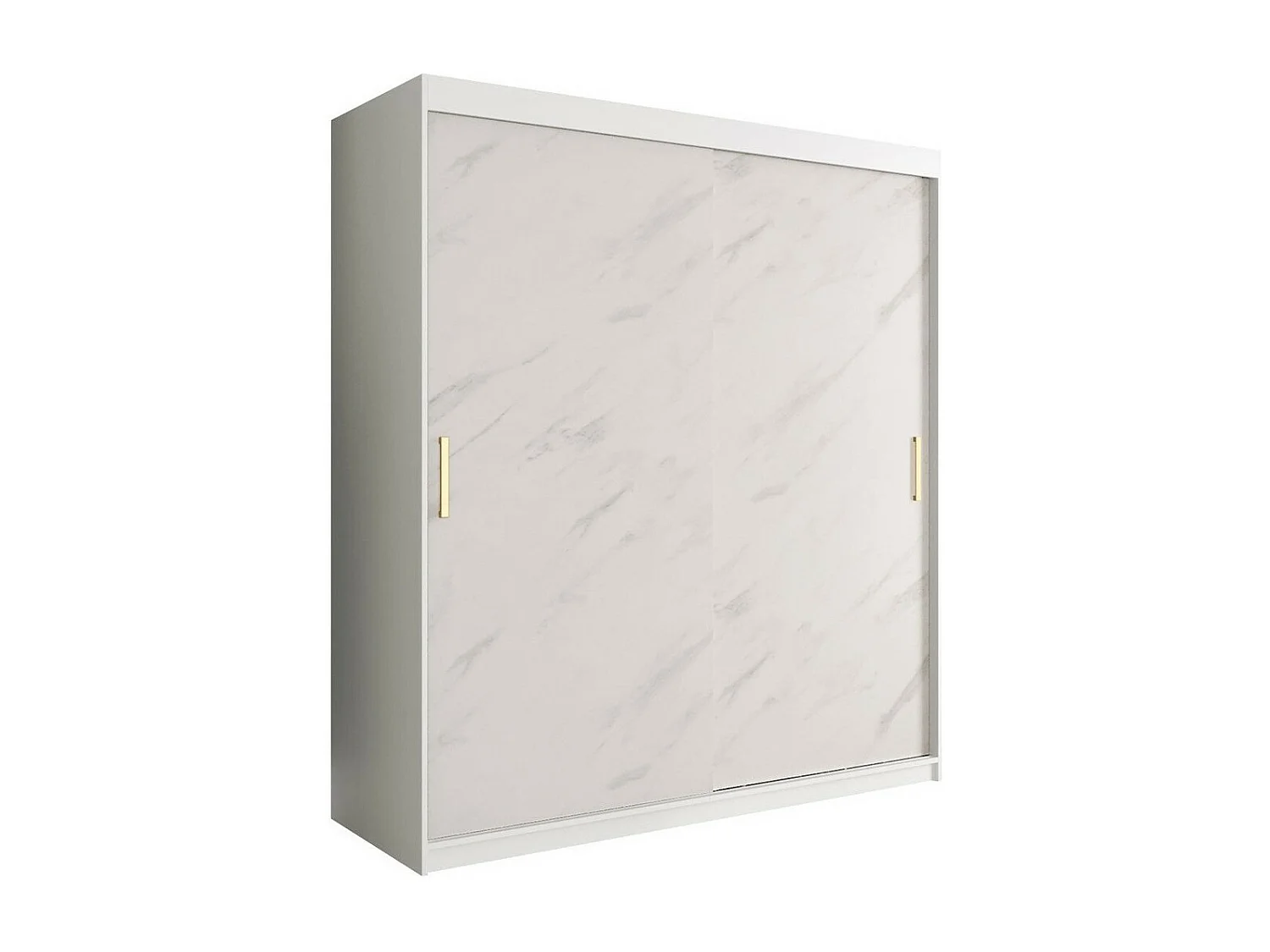 Armoire Hartford 249, Marbre blanc|Mat blanc, 200x180x62cm, Nombre d'étagères: 9