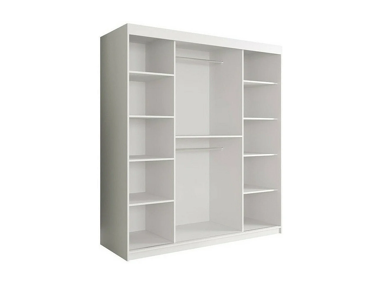 Armoire Hartford 249, Marbre blanc|Mat blanc, 200x180x62cm, Nombre d'étagères: 9