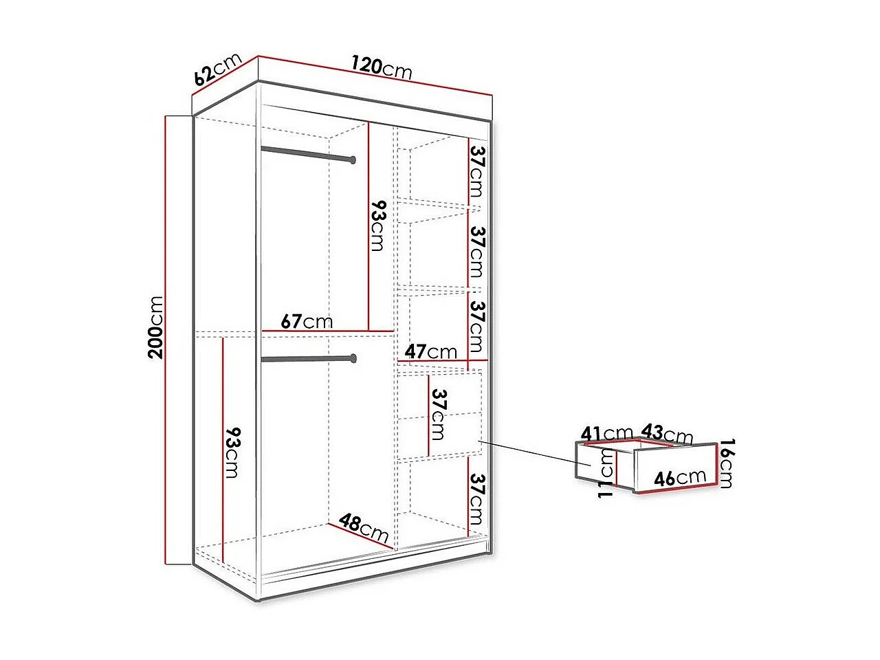 Armoire Hartford 247, Noir mat|Marbre blanc, 200x120x62cm, Portes d'armoire: Coulissantes