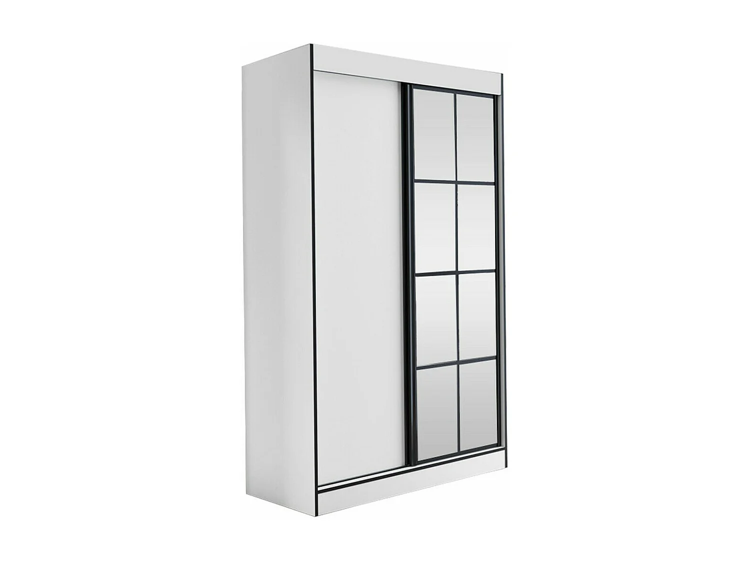 Armario Toledo 118, Negro|Blanco, 216x120x65cm, Puertas de armario: Correderas