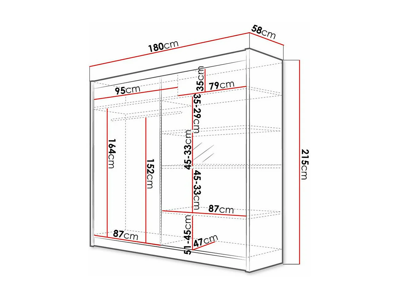 Armoire Closico 137, Sonoma chêne, 215x180x58cm, Portes d'armoire: Coulissantes