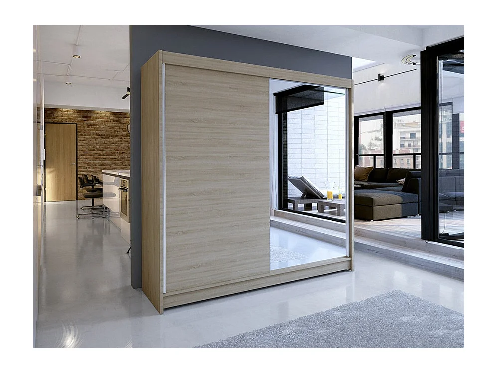 Guardaroba Closico 137, Sonoma quercia, 215x180x58cm, Porte guardaroba: Scorrevoli