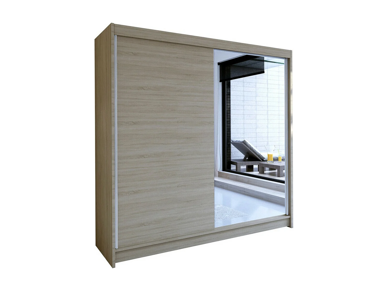 Armoire Closico 137, Sonoma chêne, 215x180x58cm, Portes d'armoire: Coulissantes