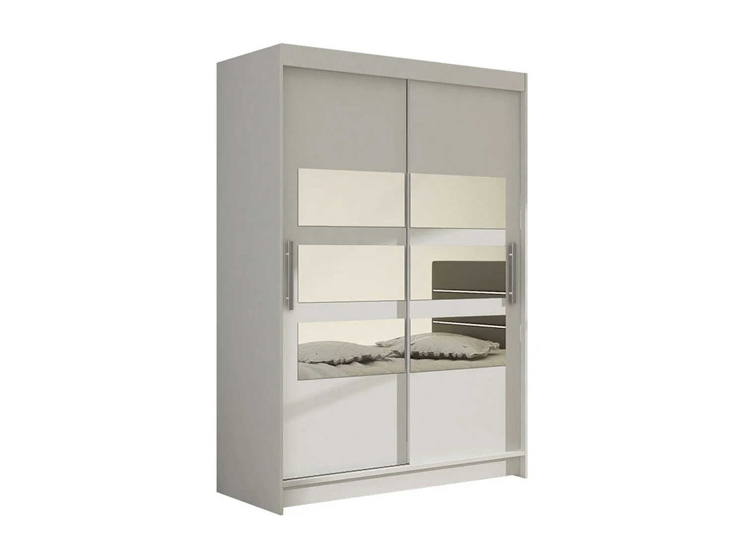 Armoire Closico 109, Blanc, 200x120x58cm, Portes d'armoire: Coulissantes
