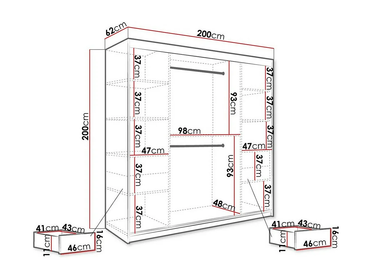 Armoire Hartford 244, Marbre noir|Mat blanc, 200x200x62cm, Portes d'armoire: Coulissantes