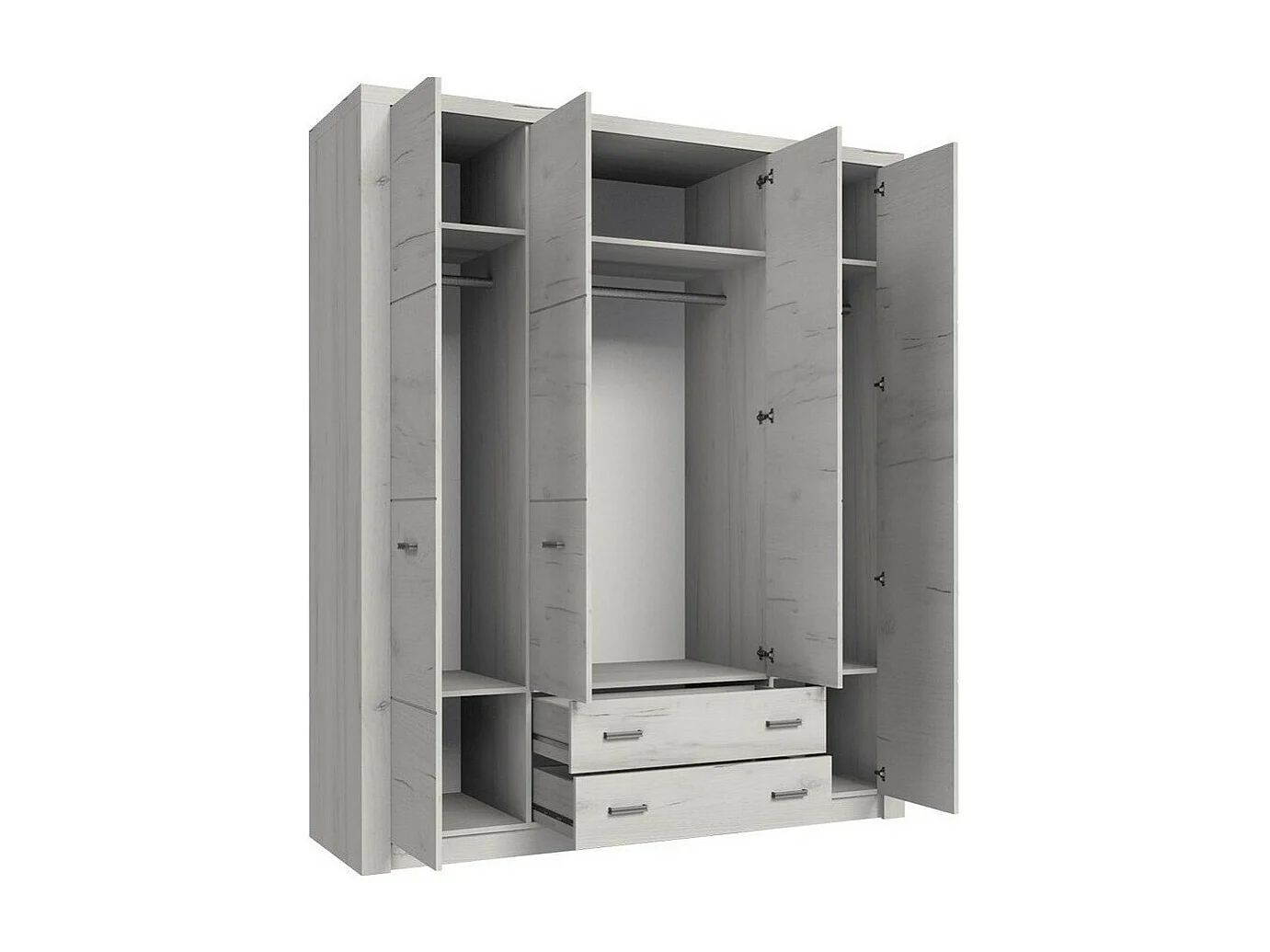 Armario Serfeno 116, Fresno oscuro, 214x178x58cm, Puertas de armario: Con bisagras