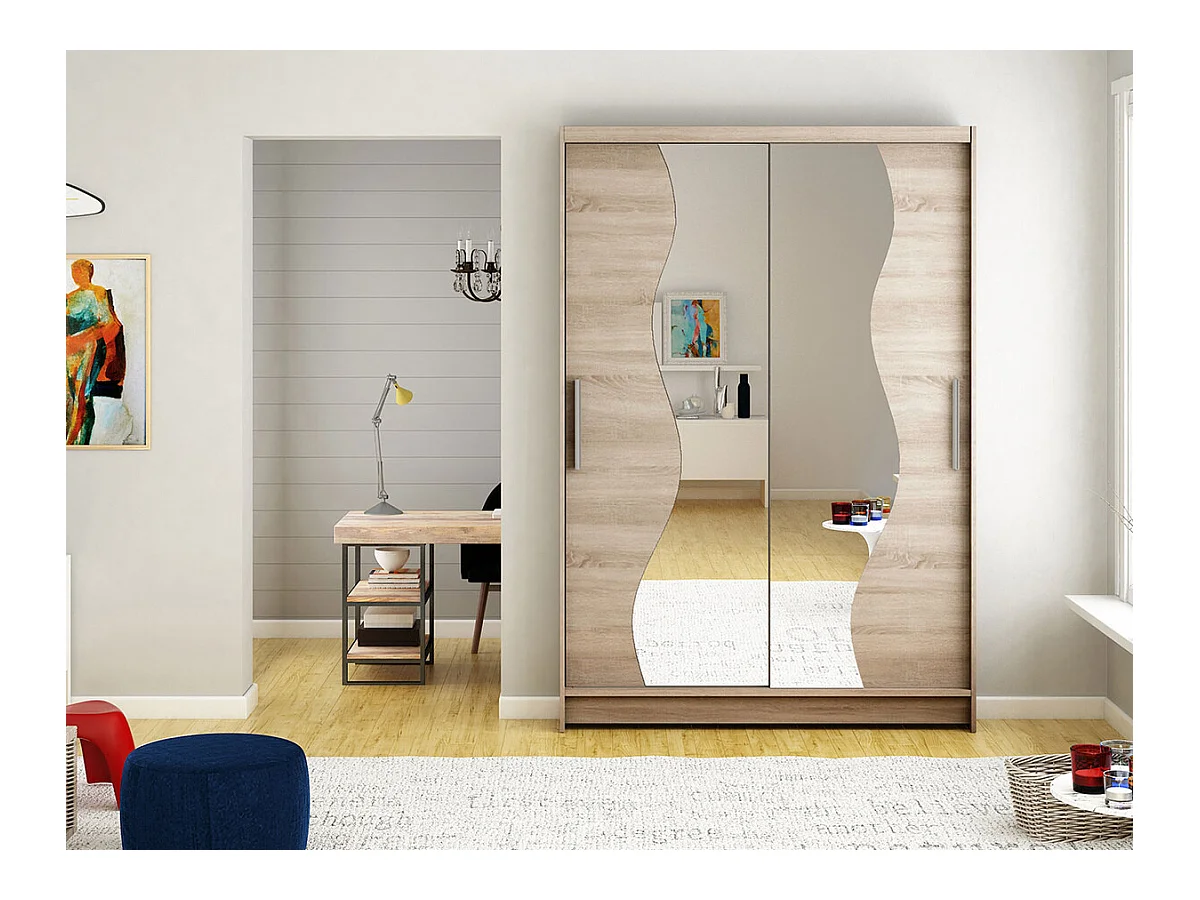 Armario Closico 139, Trufa, 200x120x58cm, Puertas de armario: Correderas