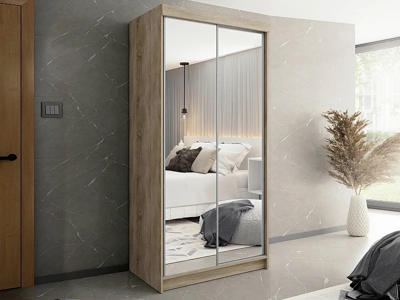 Armario Dover 102, Roble Sonoma, 200x100x62cm, Puertas de armario: Correderas