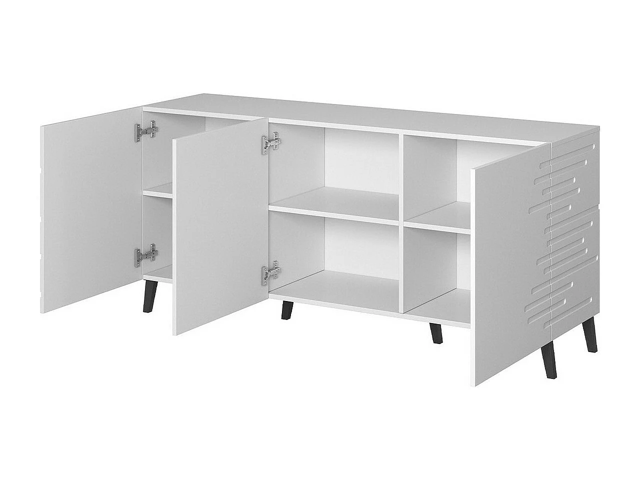 Aparador Charlotte 140, Blanco, 72x155cm, Número de puertas: 340cm, Estanterías, MDF