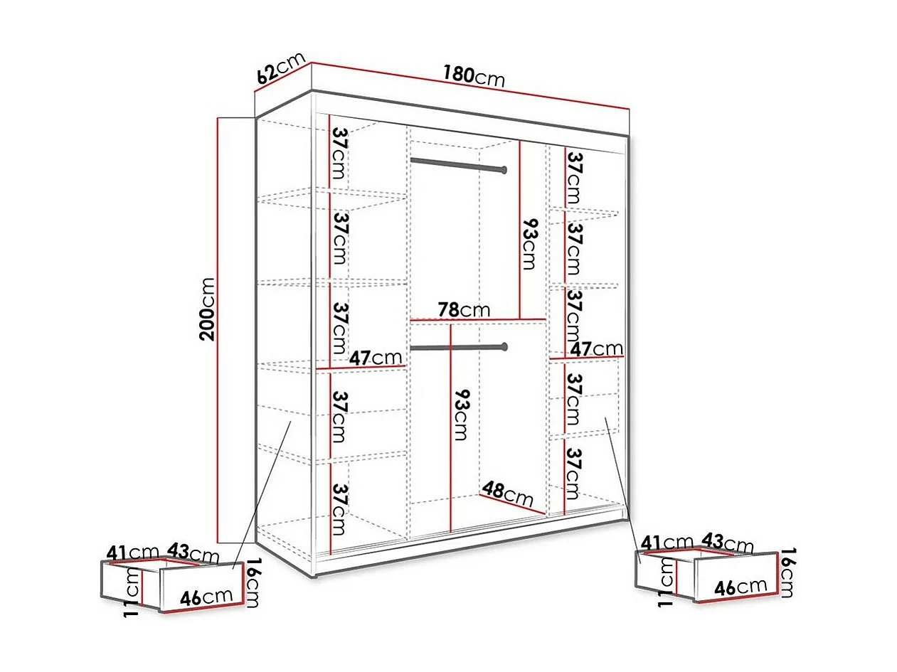 Armoire Hartford 243, Marbre noir|Mat blanc, 200x180x62cm, Portes d'armoire: Coulissantes
