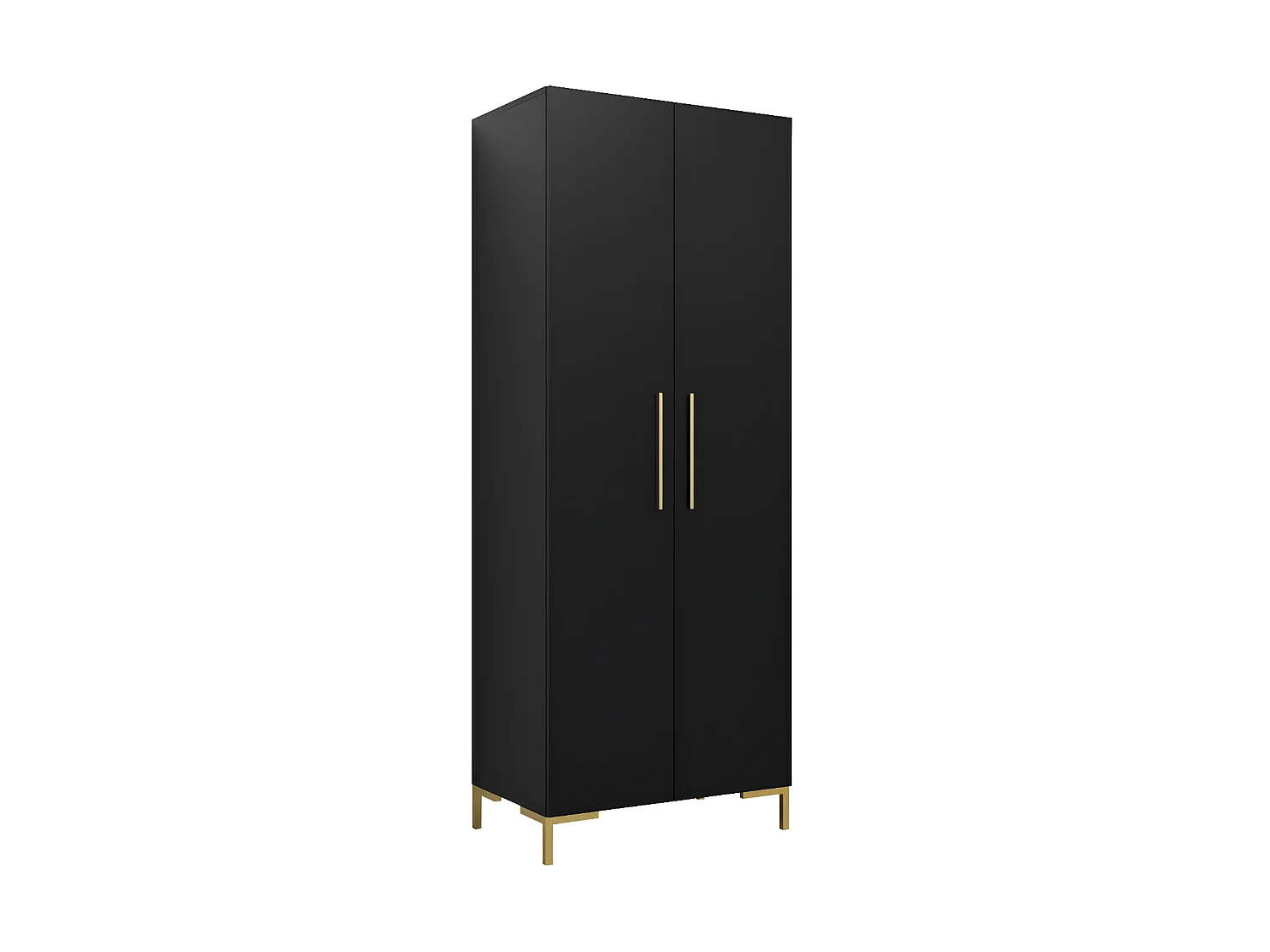 Armario Tivsoa 109, Dorado|Negro, 196x74x44cm, Puertas de armario: Con bisagras