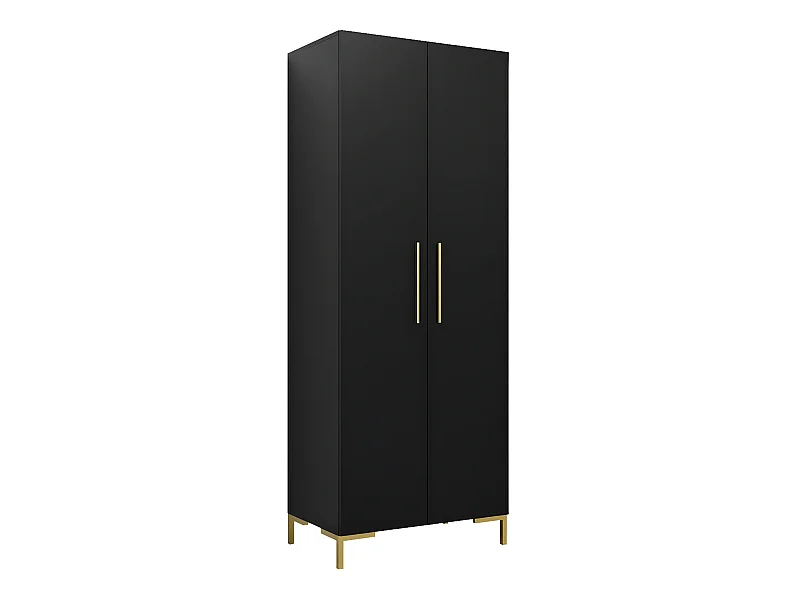 Armoire Tivsoa 109, Doré|Noir, 196x74x44cm, Portes d'armoire: Avec des charnières