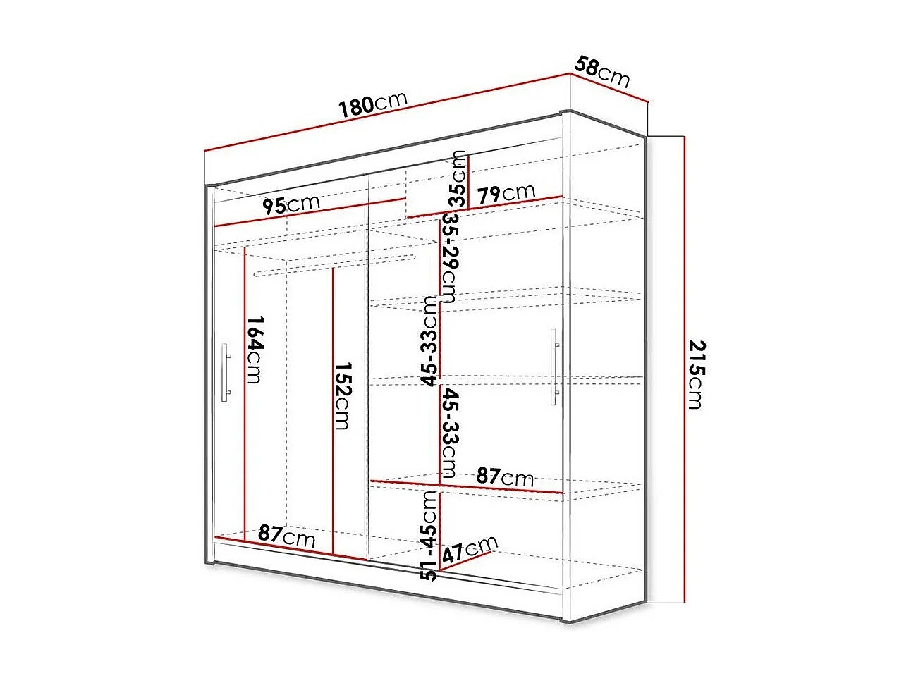 Armoire Closico 100, Sonoma chêne, 215x180x58cm, Portes d'armoire: Coulissantes