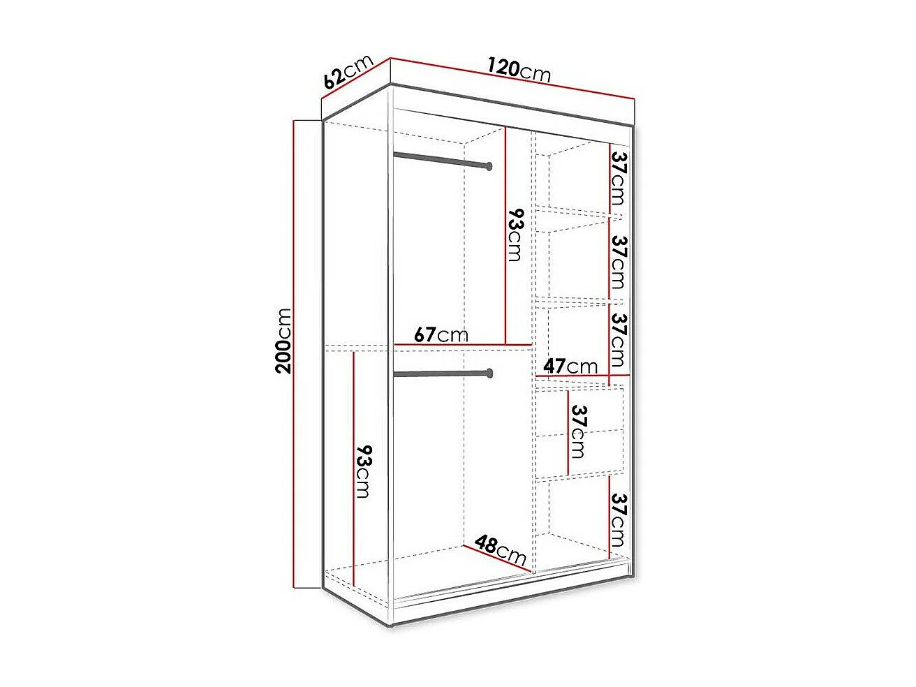 Armoire Hartford 247, Noir mat|Marbre noir, 200x120x62cm, Portes d'armoire: Coulissantes