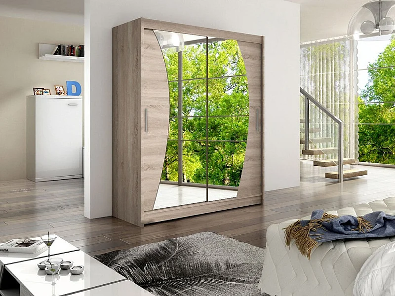 Armoire Closico 110, Truffe chêne, 200x150x58cm, Portes d'armoire: Coulissantes