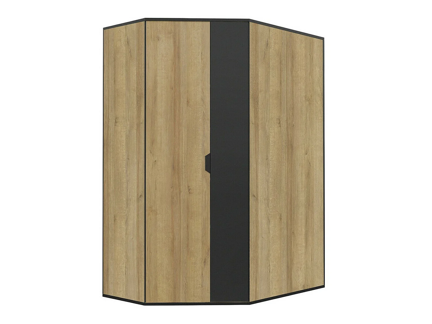 Armoire d'angle Omaha G112, Graphite|Riviera chêne, 195x145x95cm, Nombre d'étagères: 8.00