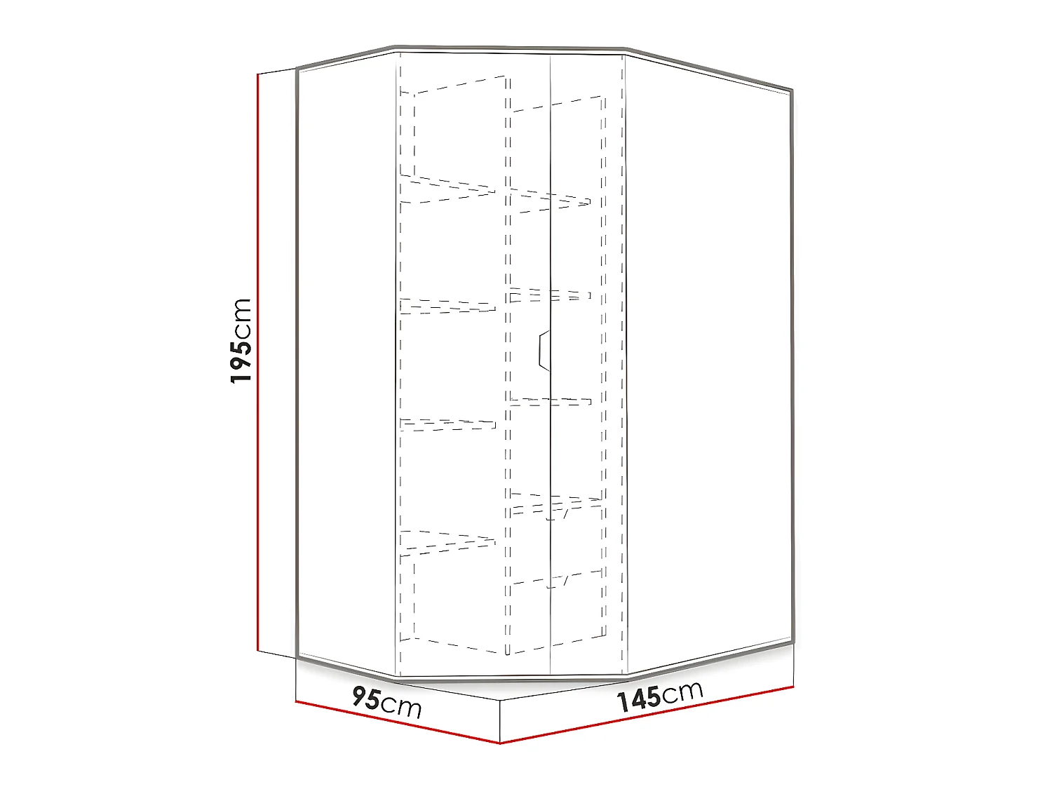 Armoire d'angle Omaha G112, Graphite|Riviera chêne, 195x145x95cm, Nombre d'étagères: 8.00