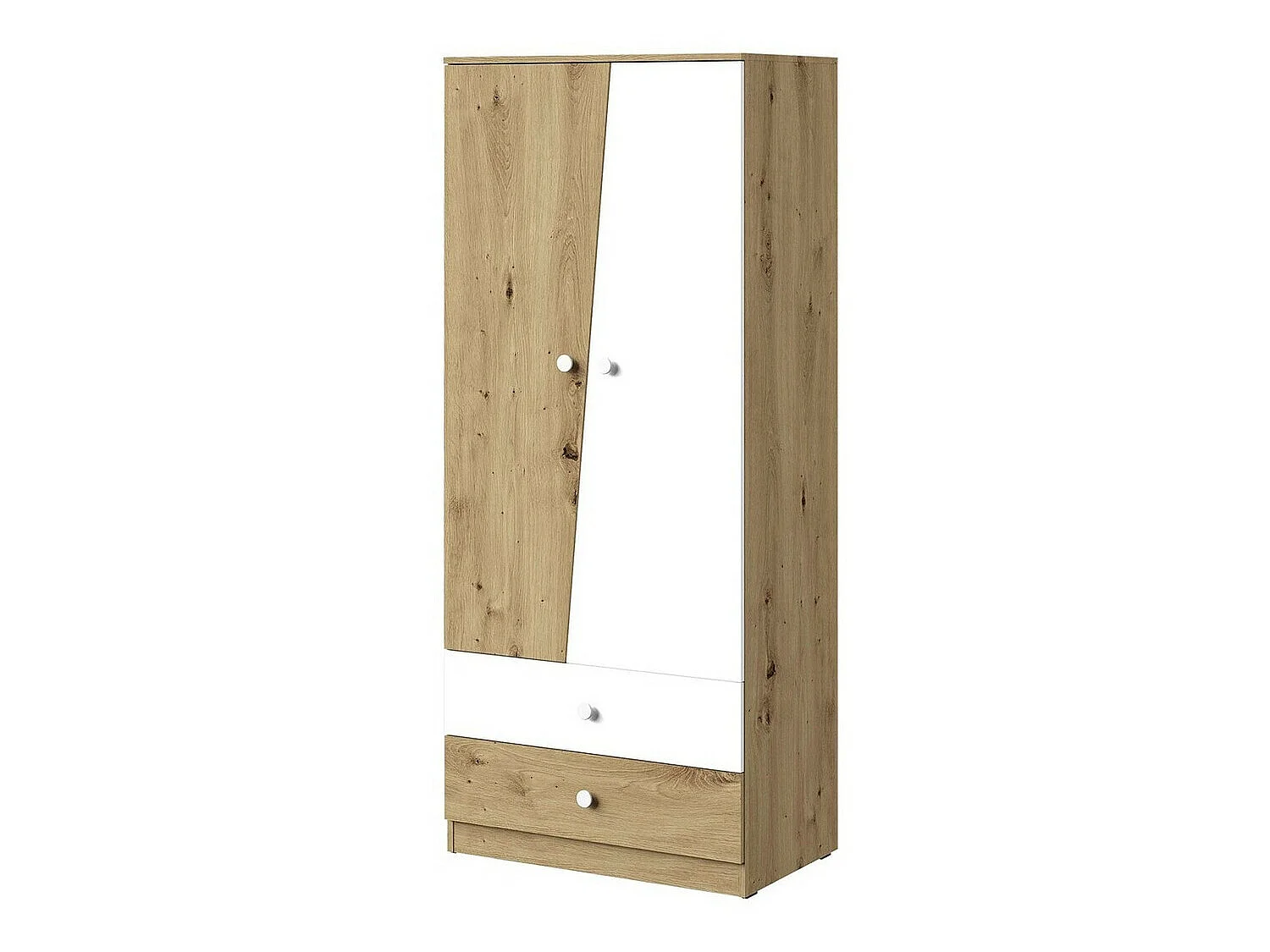 Armoire Almira 100, Blanc|Chêne Artisan, 191x80x50cm, Nombre d'étagères: 3