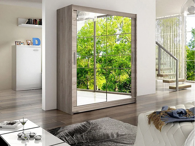 Armoire Closico 127, Truffe chêne, 200x150x58cm, Portes d'armoire: Coulissantes