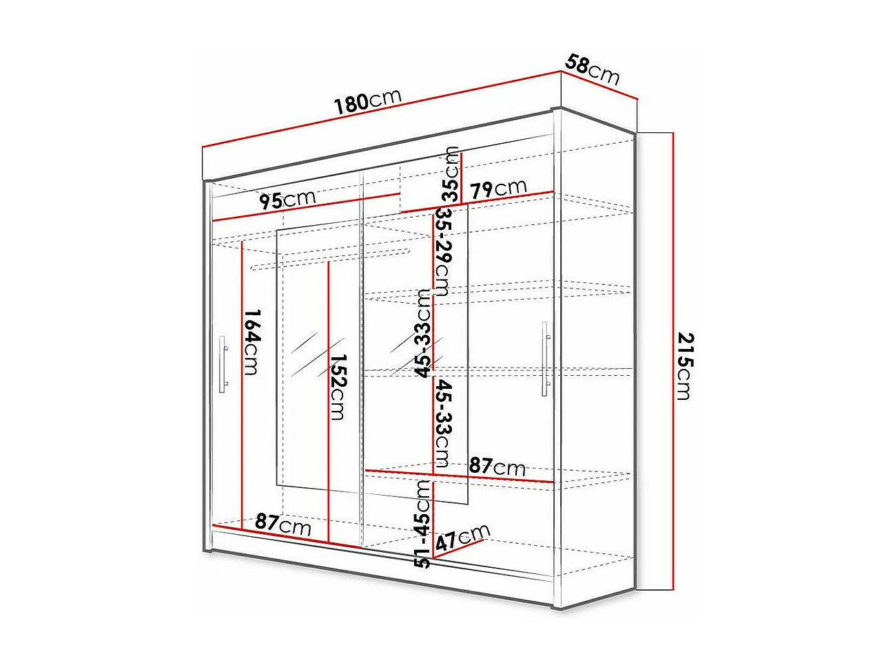 Armoire Closico 106, Sonoma chêne, 215x180x58cm, Portes d'armoire: Coulissantes