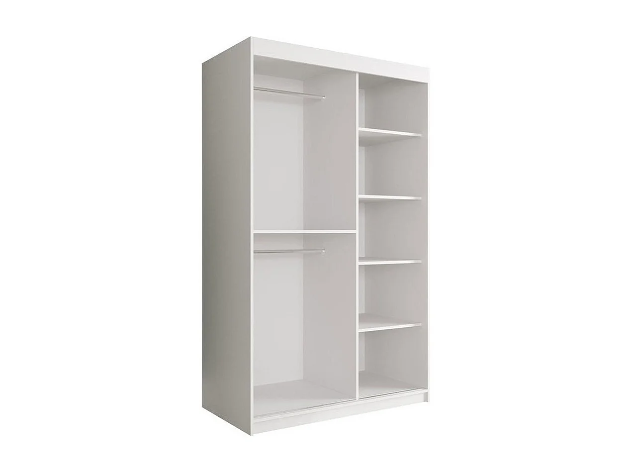 Armoire Hartford 253, Marbre blanc|Mat blanc, 200x120x62cm, Nombre d'étagères: 5