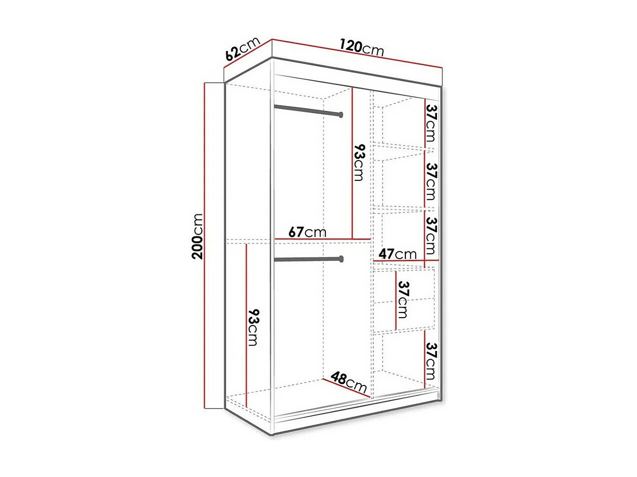 Armoire Hartford 253, Marbre blanc|Mat blanc, 200x120x62cm, Nombre d'étagères: 5