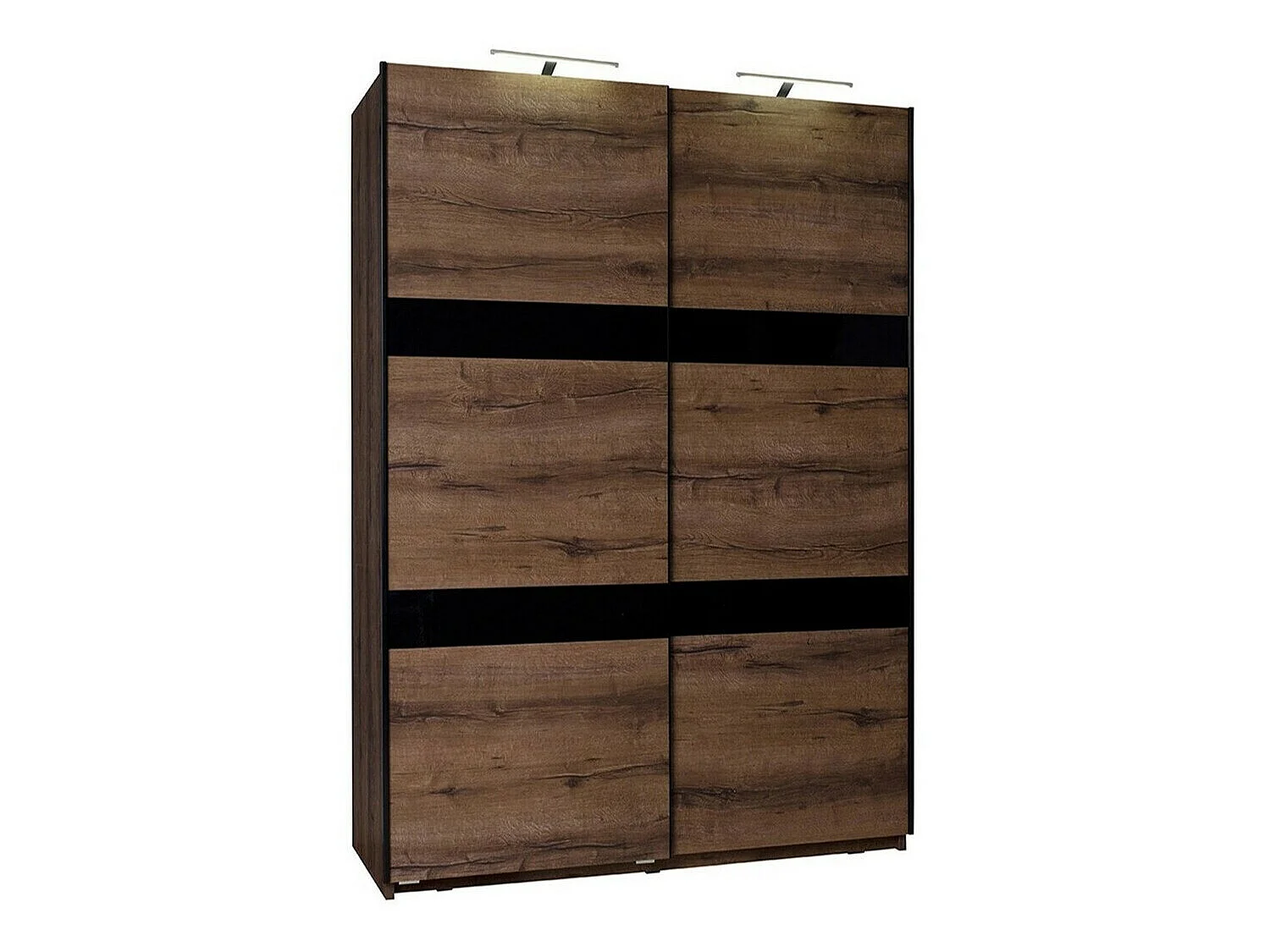 Armario Fivelbo 109, Roble del Monastery|Negro brillante, 215x150x69cm