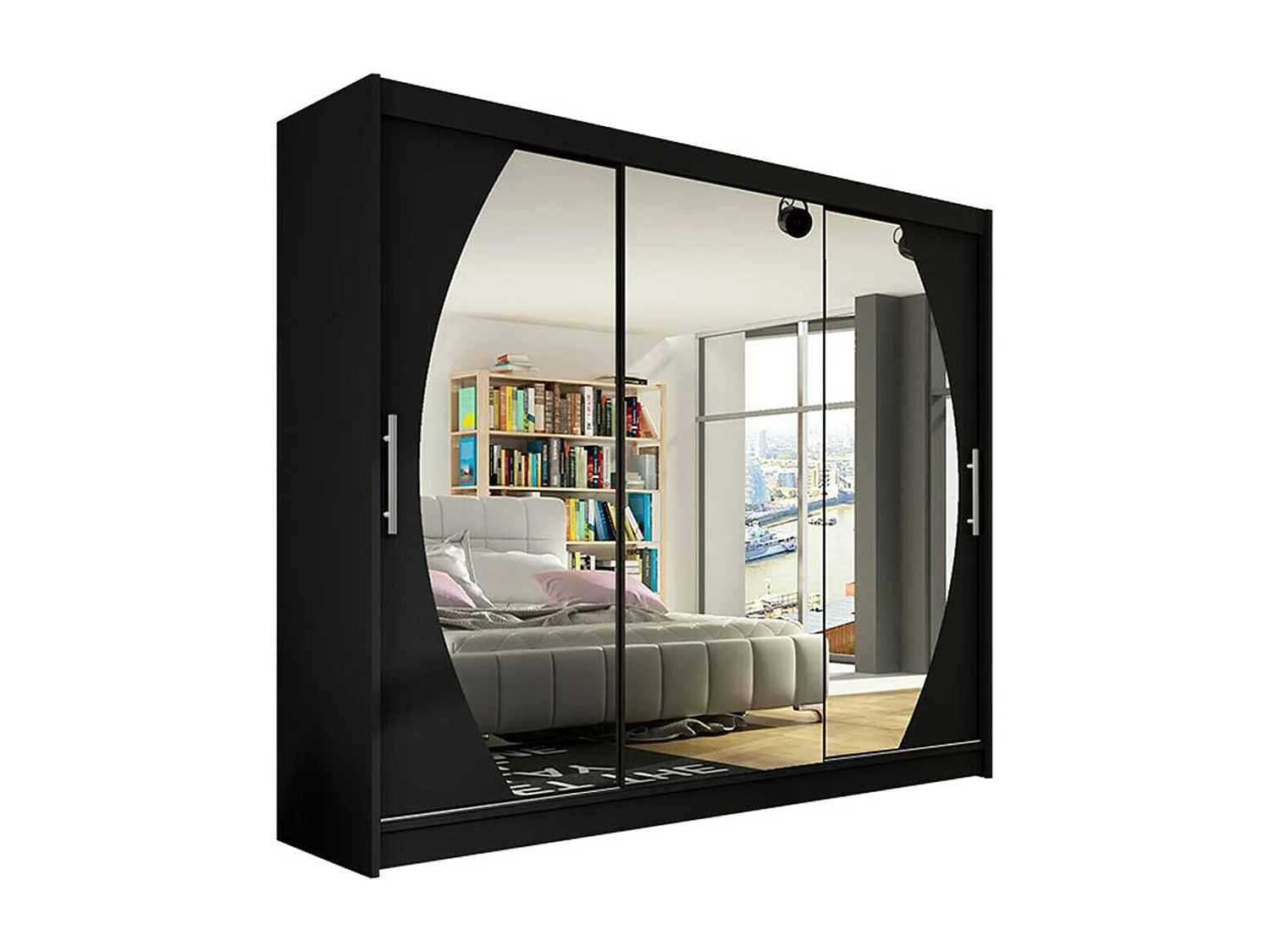 Armoire Closico 130, Noir, 215x250x58cm, Portes d'armoire: Coulissantes