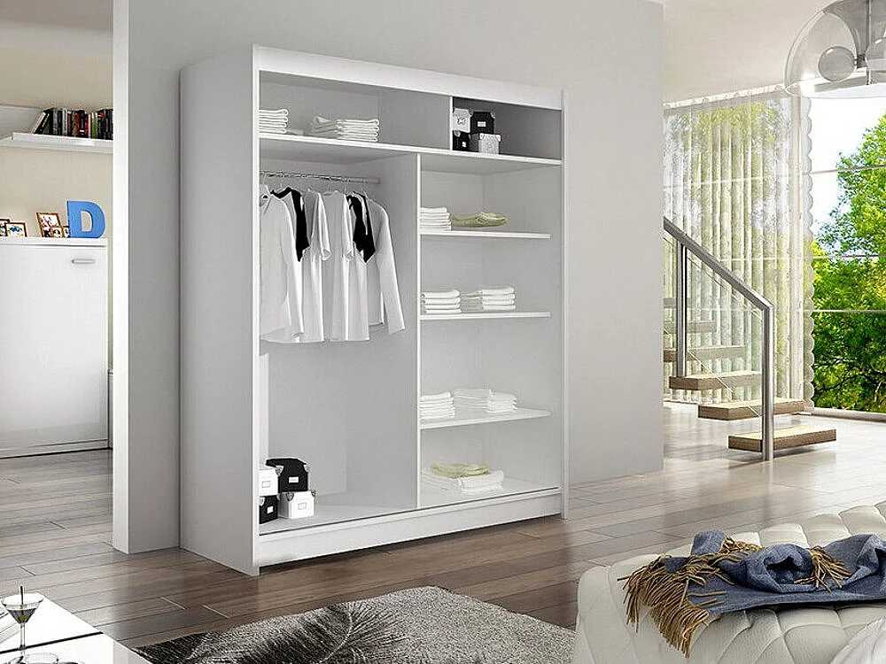 Armario Closico 146, Negro|Roble Artisan, 200x150x58cm, Puertas de armario: Correderas