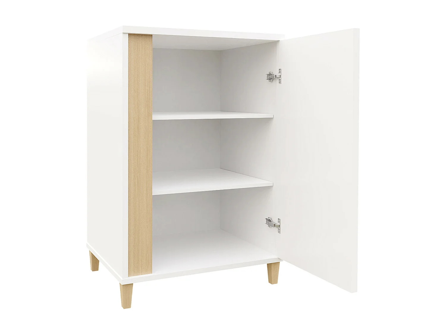 Buffet Livseri 100, Blanc brillant|Blanc|Clair bois, 88x52cm, Le nombre de portes: 140cm