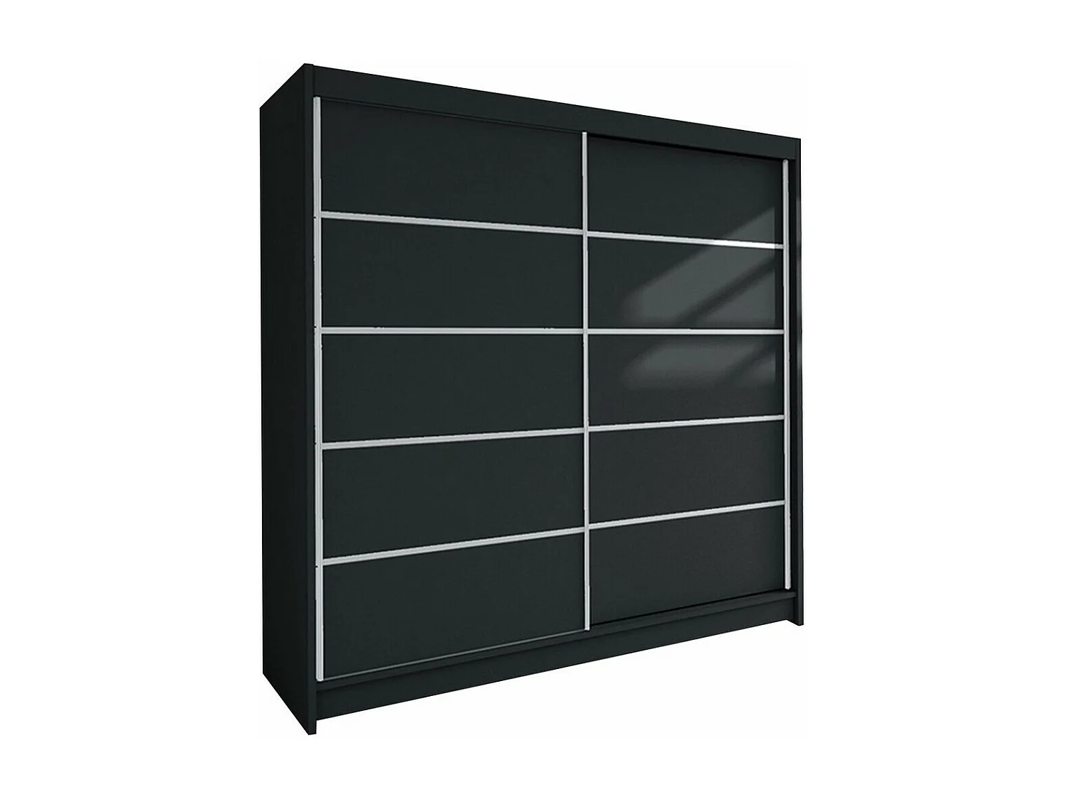 Armoire Closico 153, Noir, 215x180x58cm, Portes d'armoire: Coulissantes