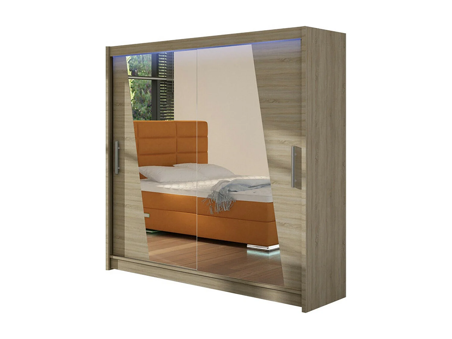 Armario Closico 144, Roble Sonoma, 215x180x58cm, Puertas de armario: Correderas