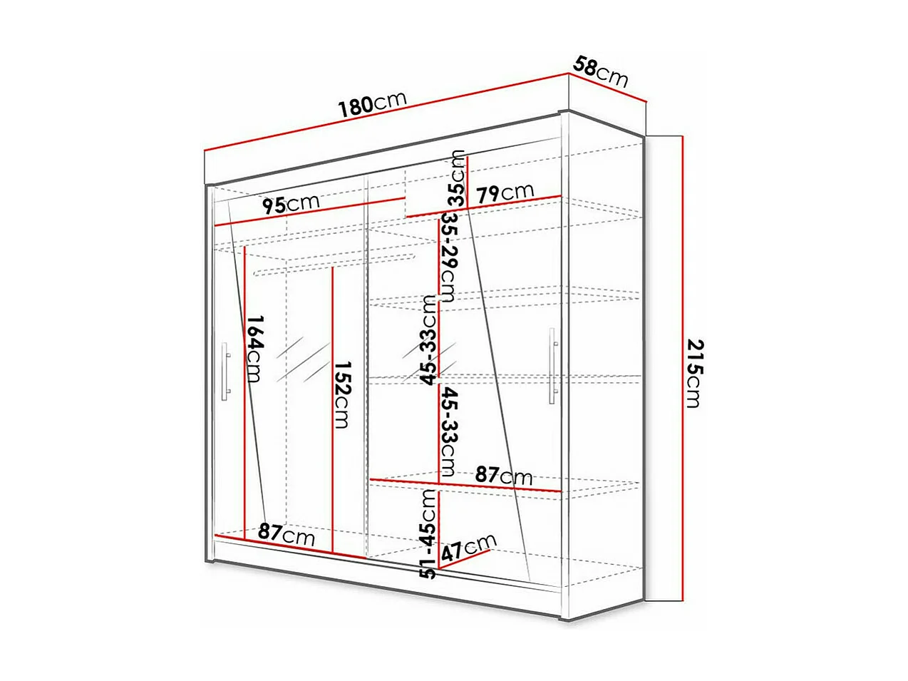 Armario Closico 144, Roble Sonoma, 215x180x58cm, Puertas de armario: Correderas