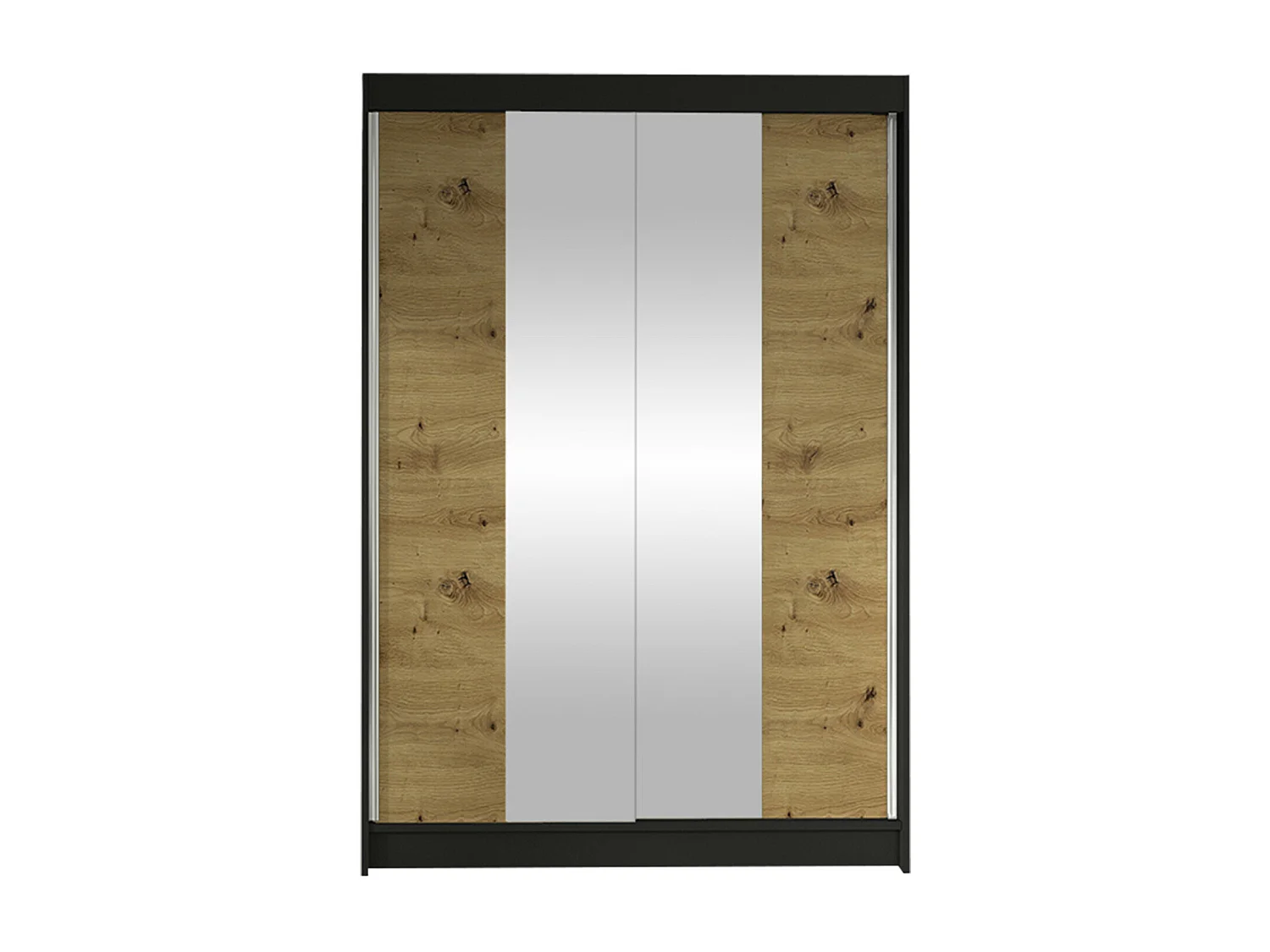 Armoire Closico 148, Chêne Artisan|Noir, 200x120x58cm, Portes d'armoire: Coulissantes