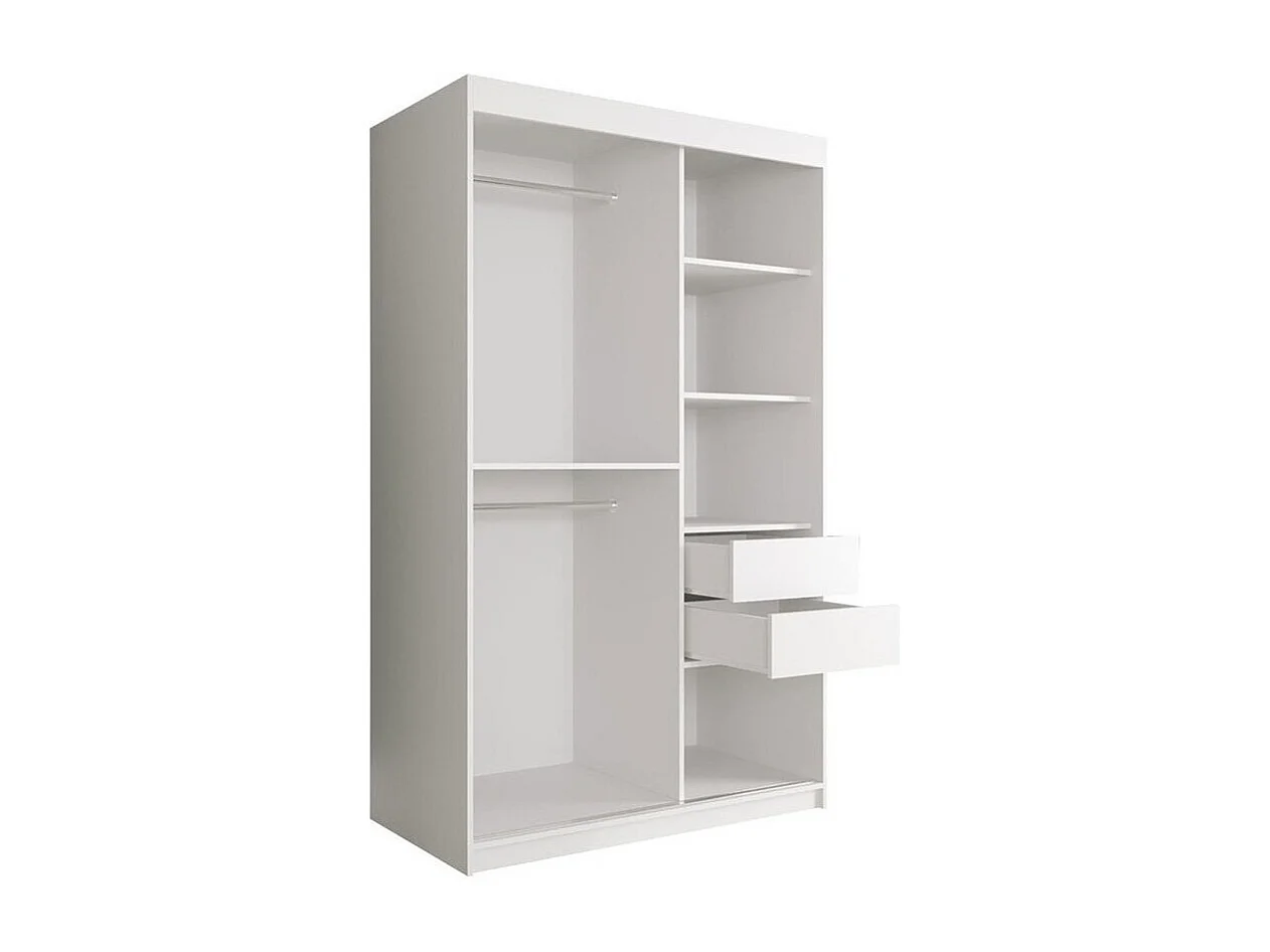 Armario Hartford 247, Mate blanco|Mármol negro, 200x120x62cm, Número de estantes: 4