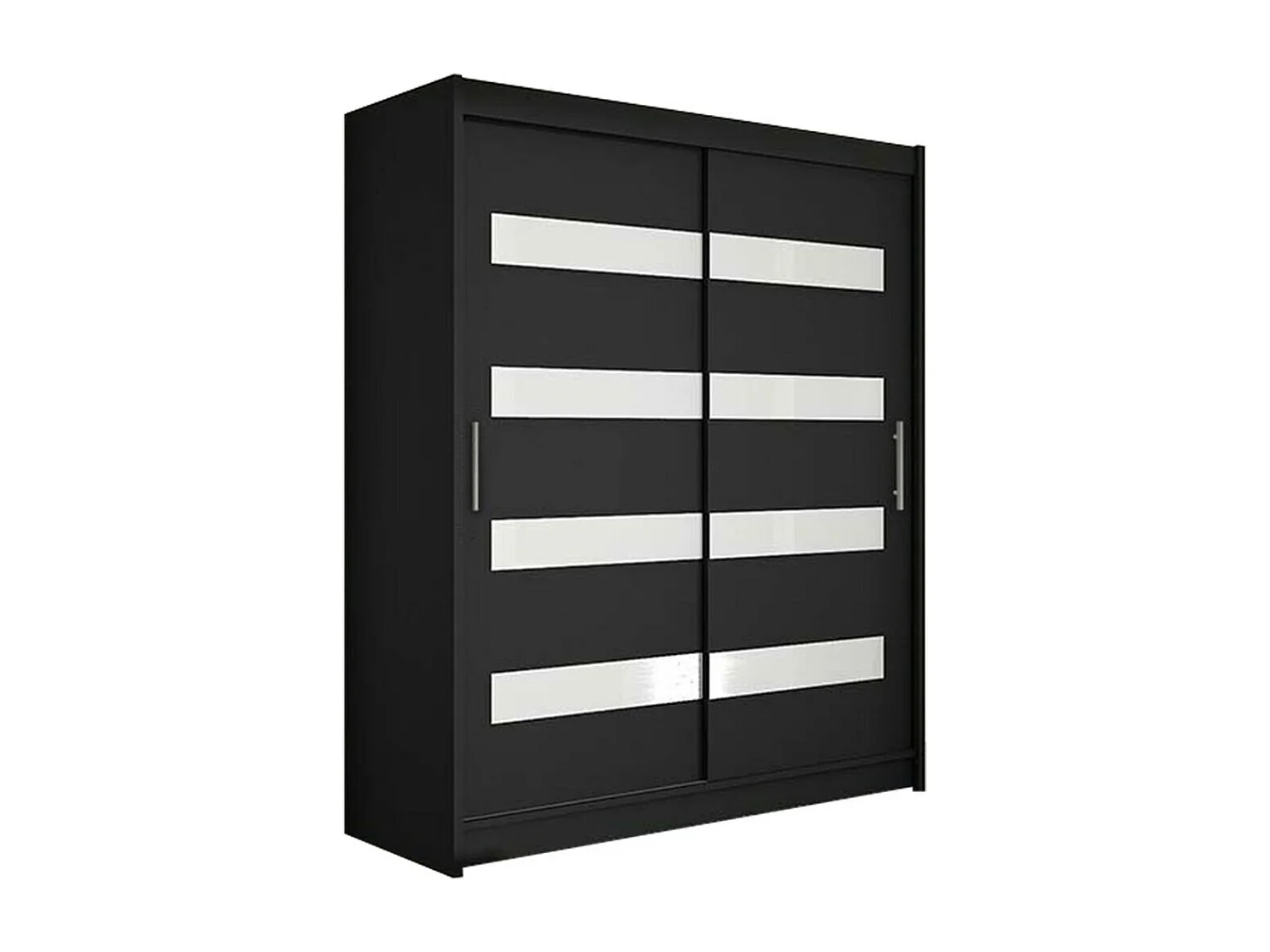 Armoire Closico 113, Noir, 200x150x58cm, Portes d'armoire: Coulissantes