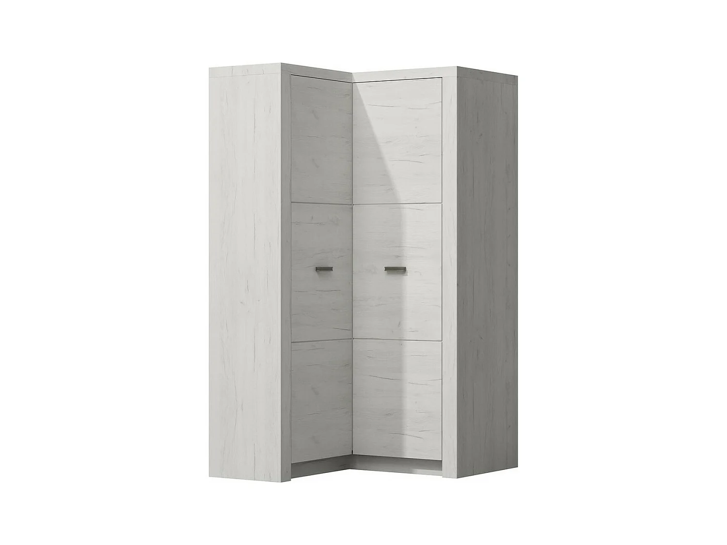 Armoire d'angle Serfeno 111, Artisanat blanc, 192x106x90cm, Nombre d'étagères: 5