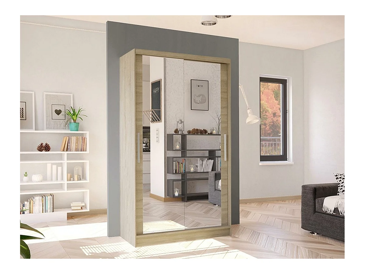 Armoire Closico 165, Sonoma chêne, 200x100x58cm, Portes d'armoire: Coulissantes