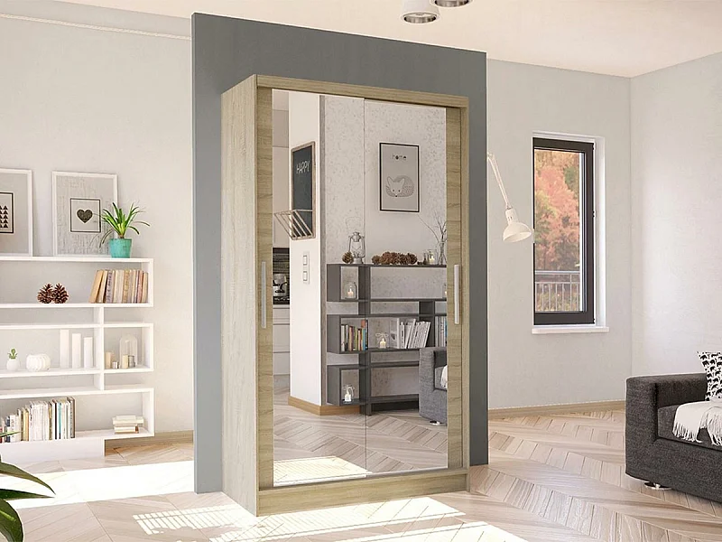 Armoire Closico 165, Sonoma chêne, 200x100x58cm, Portes d'armoire: Coulissantes