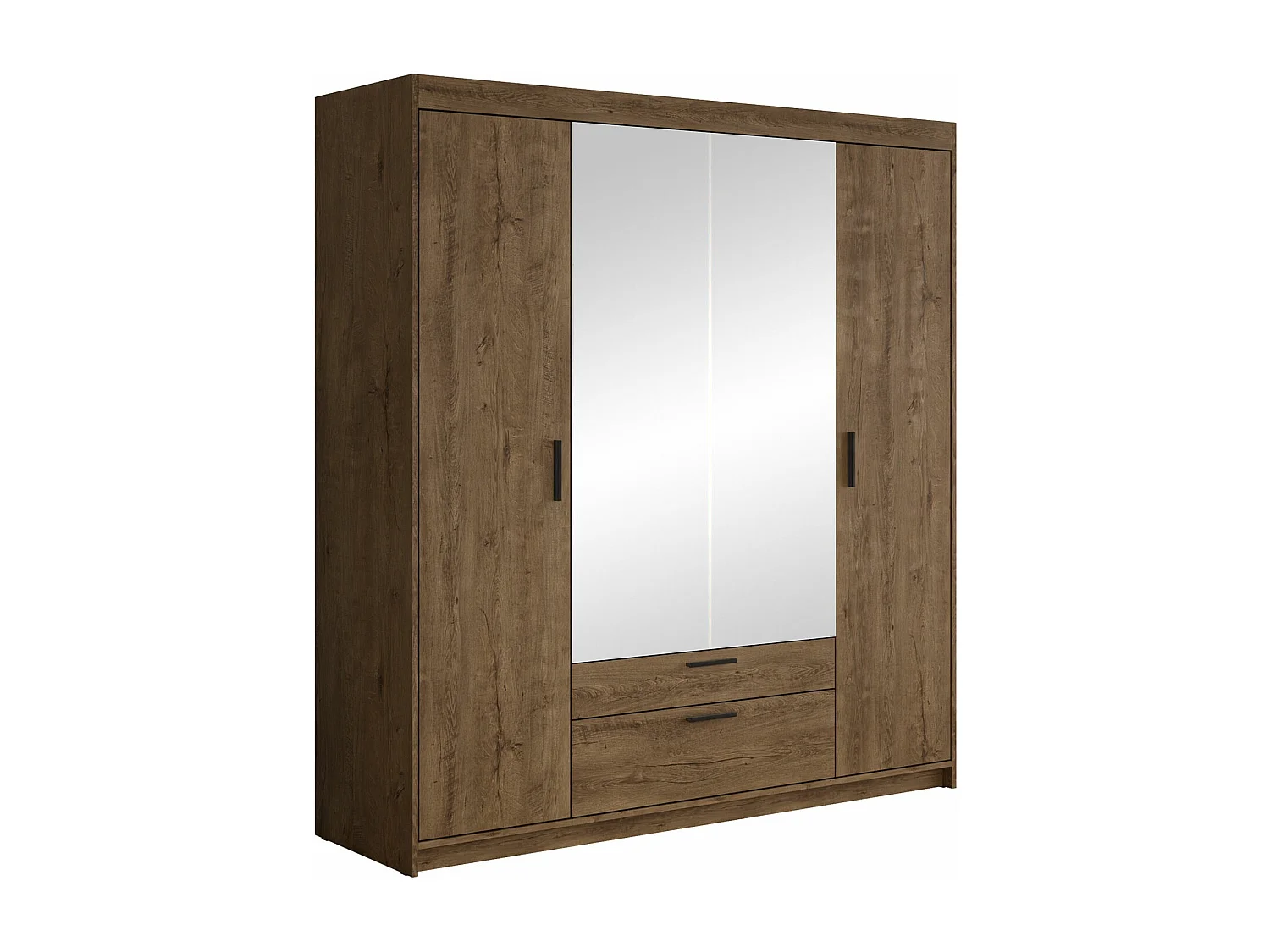 Armario Novduni 108, Roble de lefkada, 191x176x53cm, Puertas de armario: Con bisagras