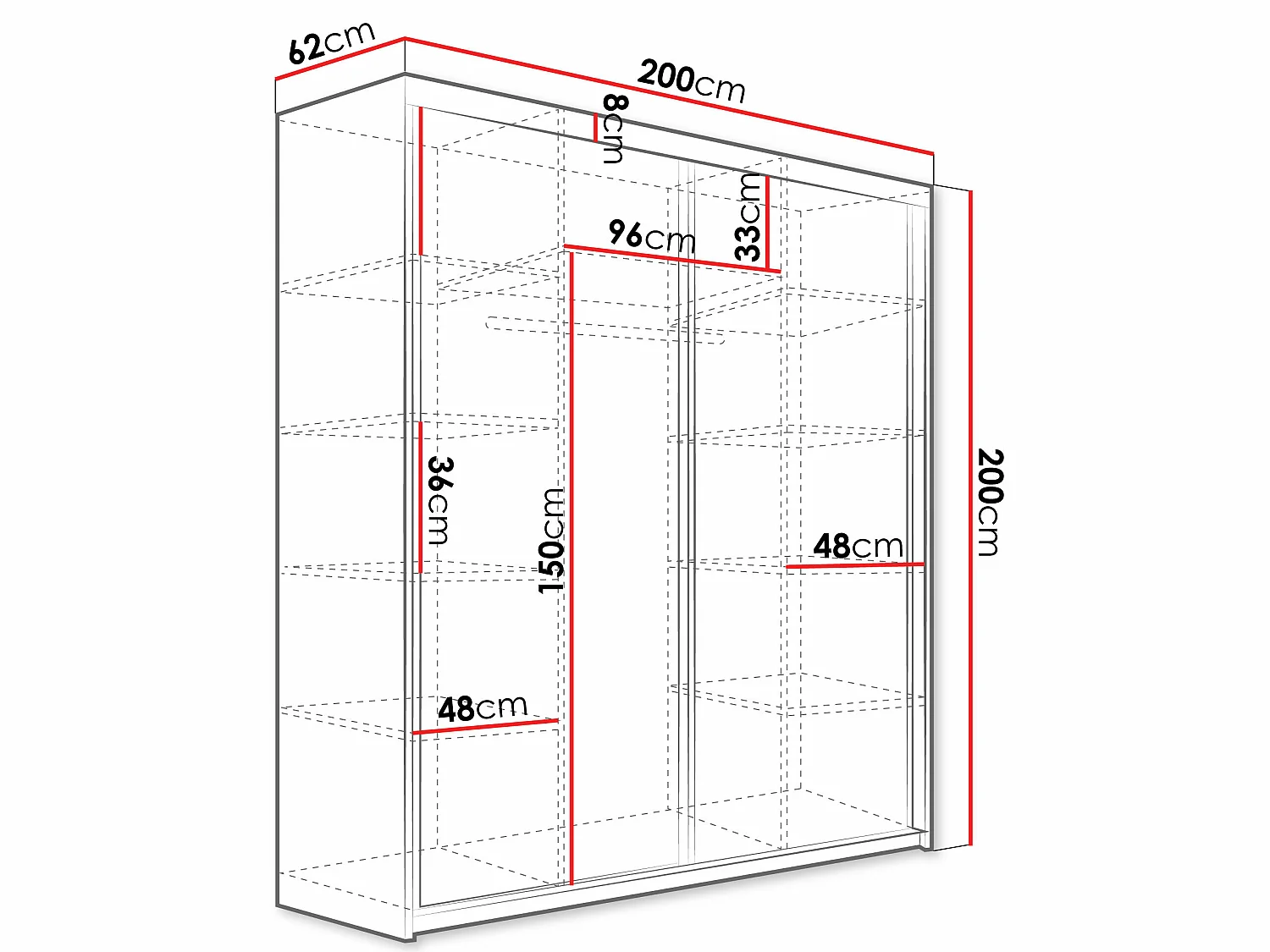 Armoire Dover 108, Nombre d'étagères: 9, 20x20x6cm