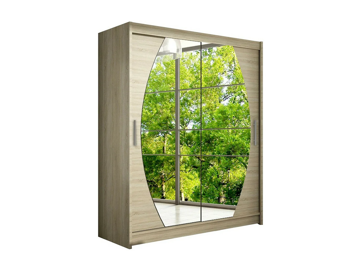 Armoire Closico 121, Sonoma chêne, 200x150x58cm, Portes d'armoire: Coulissantes