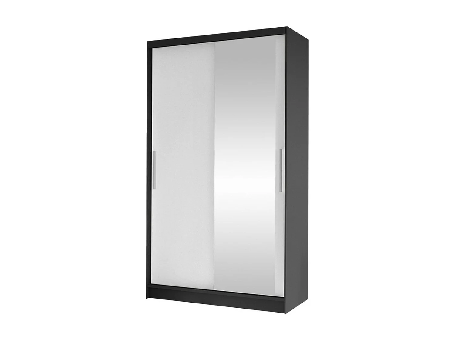 Armoire Closico 164, Noir|Blanc, 200x100x58cm, Portes d'armoire: Coulissantes