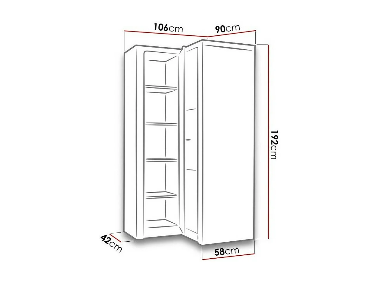Roupeiro para cantos Stanton C111, 192x106x90cm