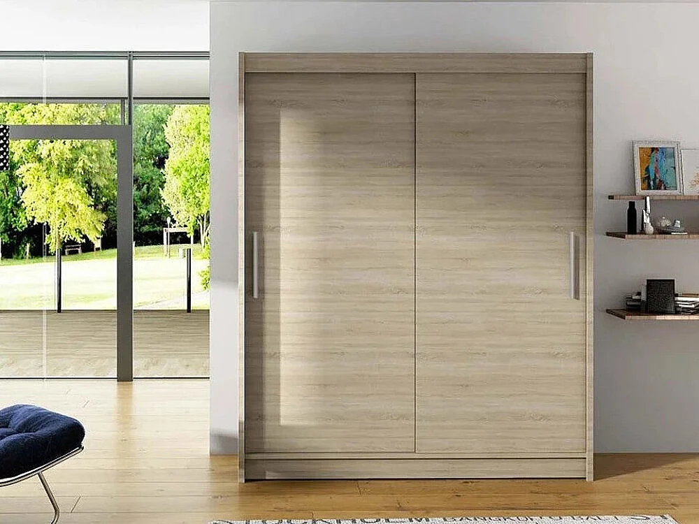 Armoire Closico 103, Sonoma chêne, 200x150x58cm, Portes d'armoire: Coulissantes