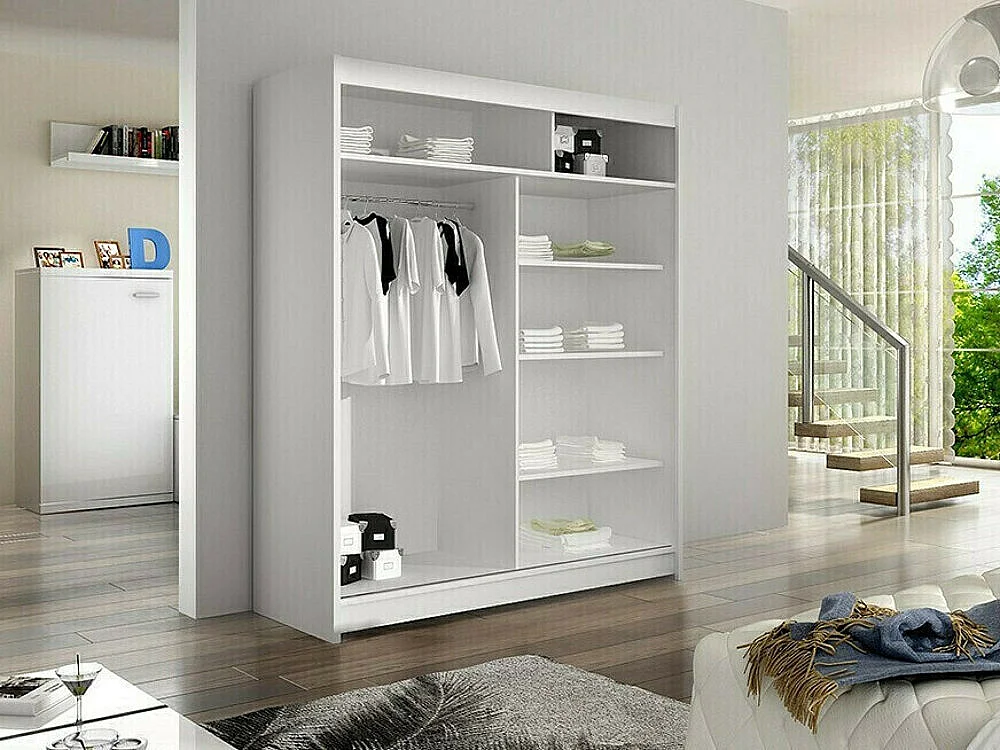 Armario Atlanta 140, Roble Artisan|Negro, 200x150x58cm, Puertas de armario: Correderas